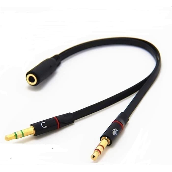 KABEL CONVERTER AUDIO 3.5 MM FEMALE TO 2 MALE 3.5 MM AUDIO MIC Y SPLITTER LAPTOP PC KOMPUTER