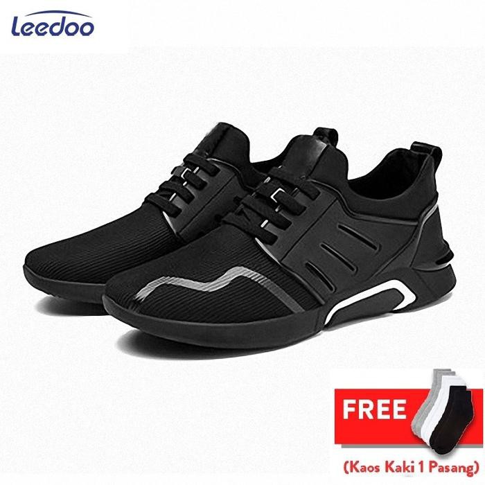 Leedoo Sepatu Sneakers Pria Import Men Shoes Young Lifestyle F15 - Hitam Putih, 39