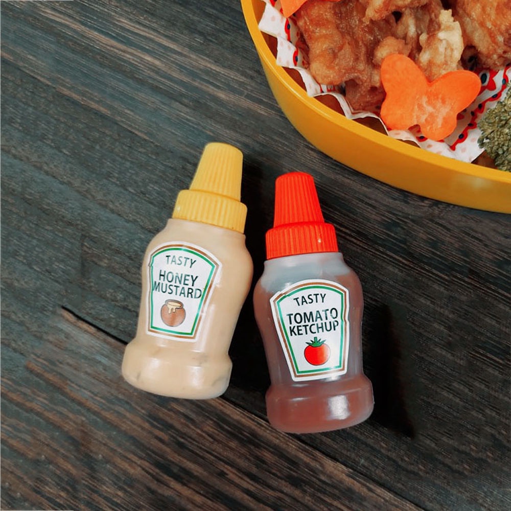 Quinton 2pcs / Set Botol Saus Tomat / Kecap / Salad Mini Portable 25ml Anti Bocor