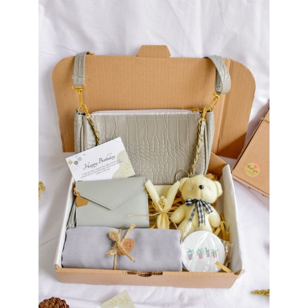 [Paket Uhuy Grey] Hampers Giftbox Kado Ulang Tahun Cewek Kado Pernikahan