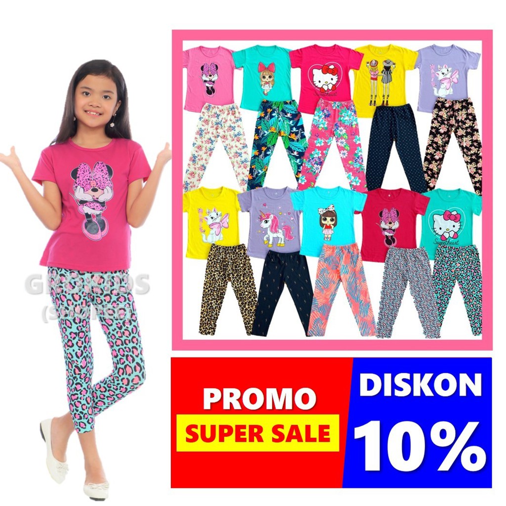  Baju  Anak  Perempuan  Import Setelan Korea Legging Anak  