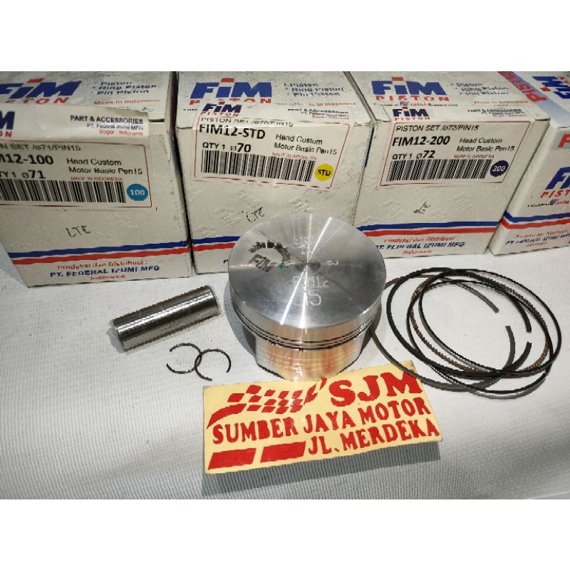 Seher FIM mentah pin 15 ukuran 70 71 72 73 74 piston kit Fim pin 15 bahan modifikasi set plus ring