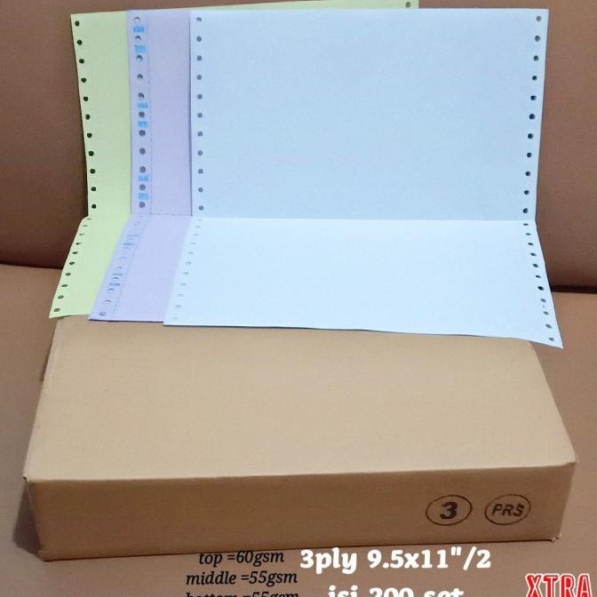 

Ecer kertas continuous form 3 ply 9.5x11"/2 isi200 set Star Seller Termurah