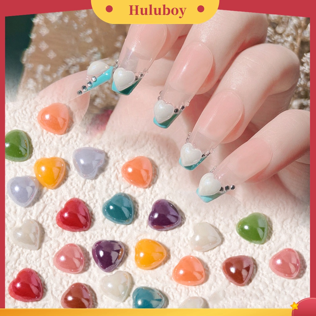 Huluboy Huluboy♡ 50 Pcs Payet Bentuk Hati 3D Bahan Keramik Untuk Dekorasi Nail Art