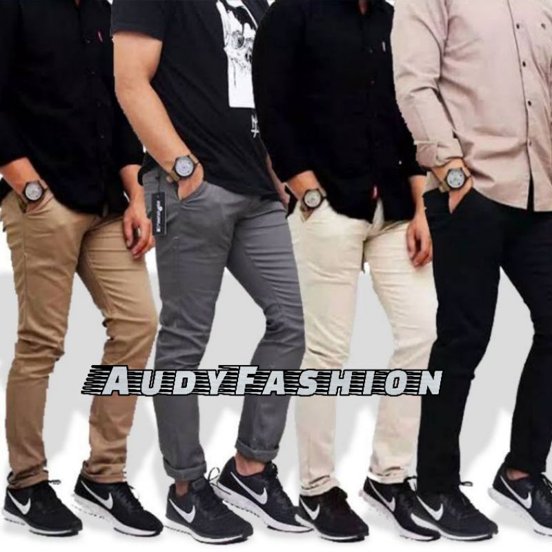 CELANA PRIA CHINO Slim fit Panjang Kerja kantor Santai Liburan Cowok Gentleman Boy Skinnyhtytth