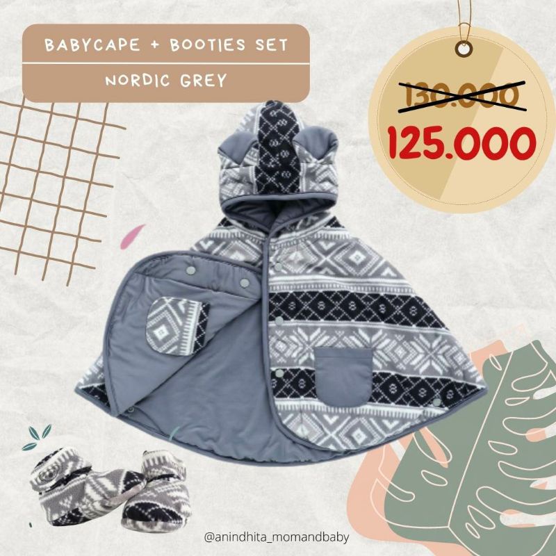 1 SET CUDDLEME Babycape &amp; Fitted Booties Motif Sama Jaket dan Sepatu Bayi Baby Gift Set Kado Kelahiran Bayi