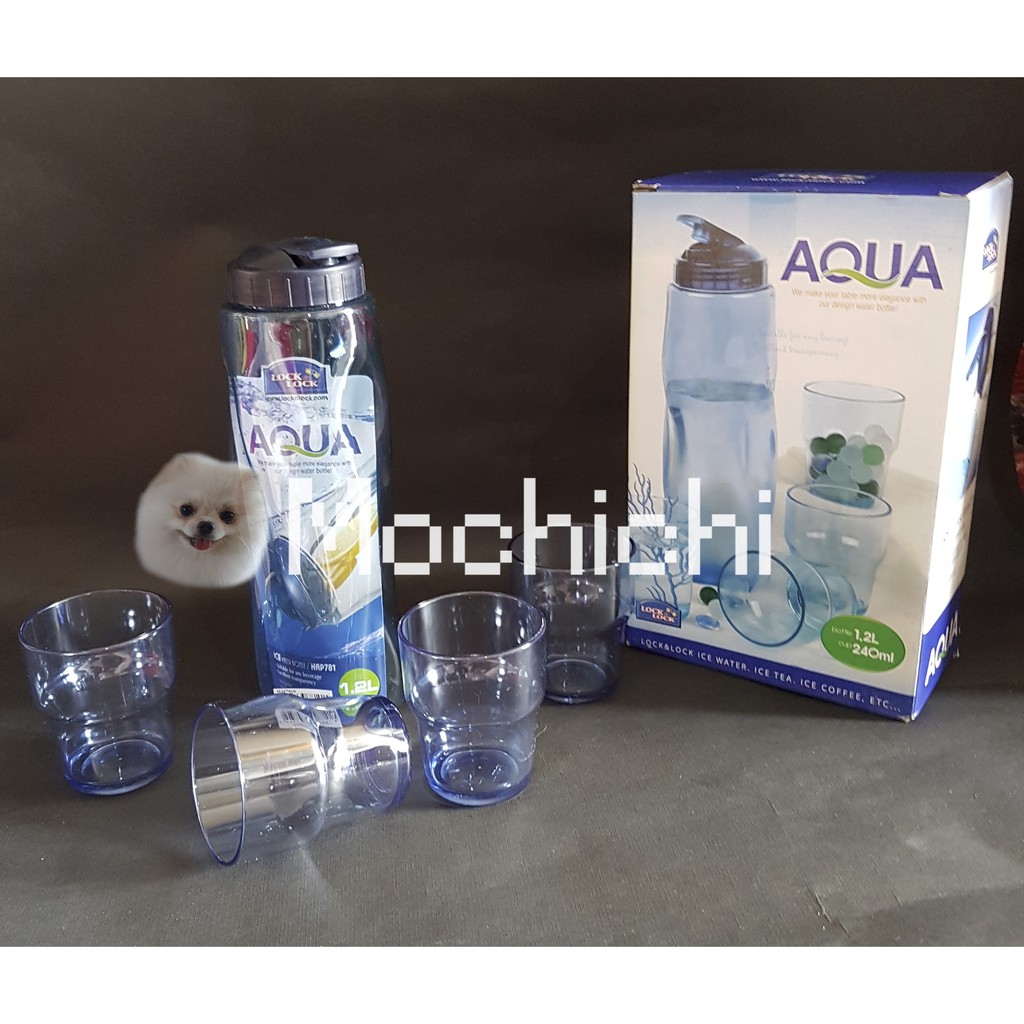 Tempat / Botol Minum Aqua Lock & Lock 1.2L Free Gelas