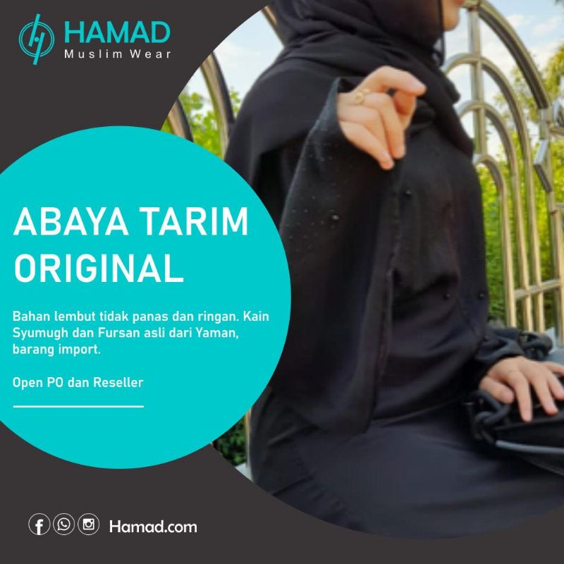 Abaya Elegent Ori Tarim Asli Yaman Hitam Polos