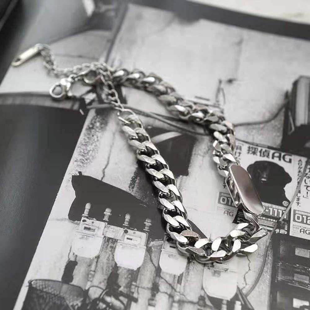 Mxbeauty Pria Link Gelang Punk Hip Pop Pesona Geometris Rantai Logam Dapat Disesuaikan Gaya Korea