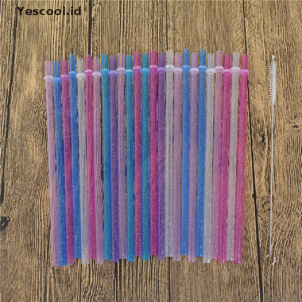 25 Pcs Sedotan Minum Bahan Plastik Motif Garis Warna-Warni Untuk Pesta Pernikahan