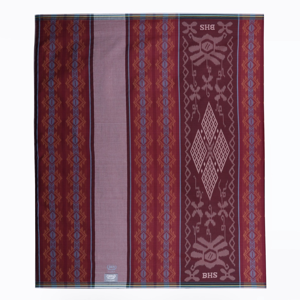 Sarung BHS Classic Silver Motif Kawung Dobby Merah Maroon / BHS KDB