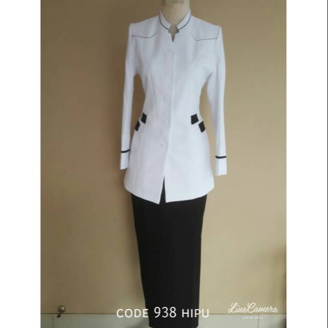  BLAZER  BLOUSE BAJU KERJA CEWEK CODE 938 HITAM PUTIH LIS 