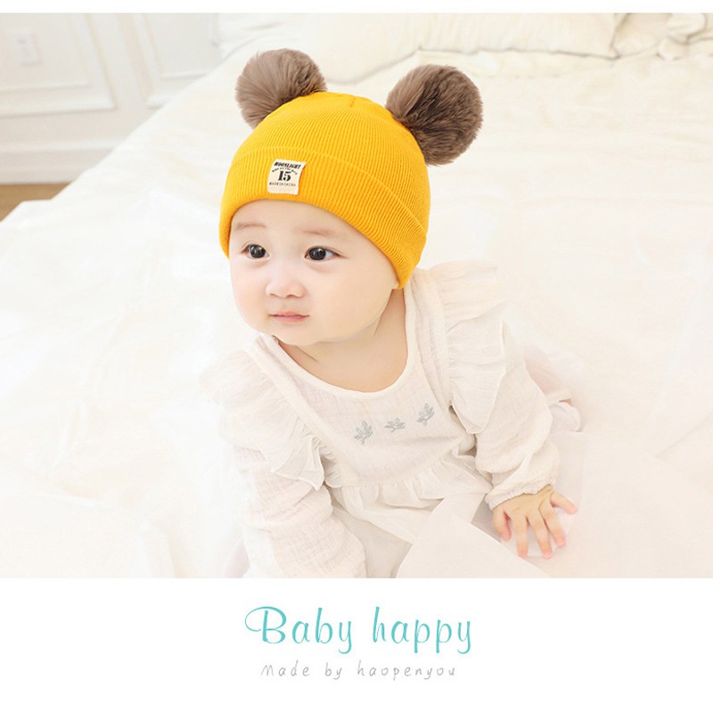 Topi Kupluk Rajut Anak / Bayi Telinga Pompom Bahan Hangat Moonlight [2035]