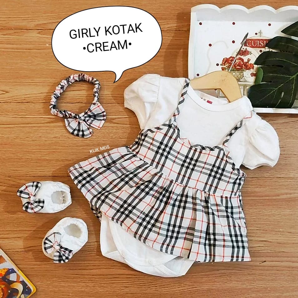 Klik Mds Jumper Bayi Perempuan Girly Set Free Headband Dan Sepatu Ukuran M dan L Usia 0-12 Bulan