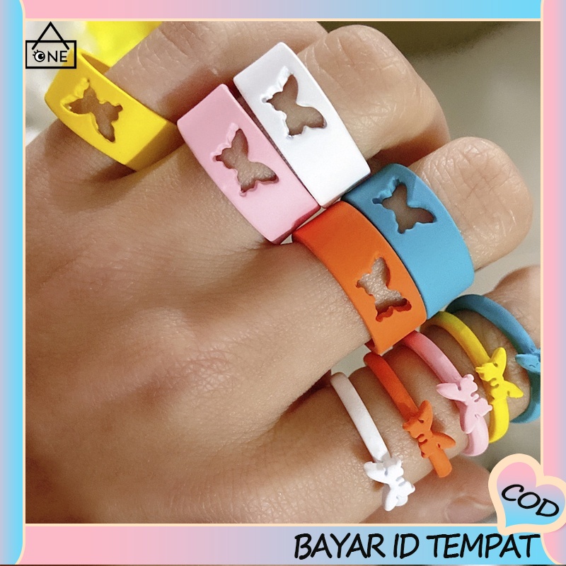COD❤2 Pcs Fashion Cincin Kupu-kupu Cincin Persahabatan Pasangan Aksesoris Pernikahan  Wanita A one