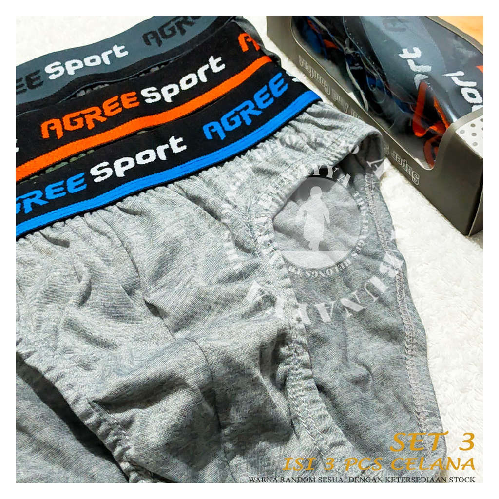 3 Pcs Celana Dalam Pria AGREE SPORT CD Underwear Pakaian Dalam ABB2M-AGS-JE
