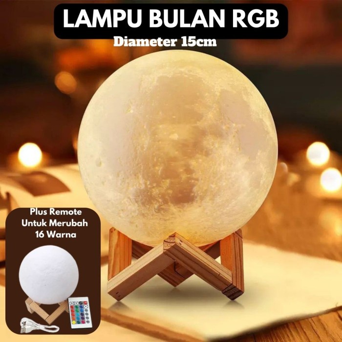 Lampu Tidur Bulan Moon 16 Warna Rgb + Remote Lampu Tidur Unik