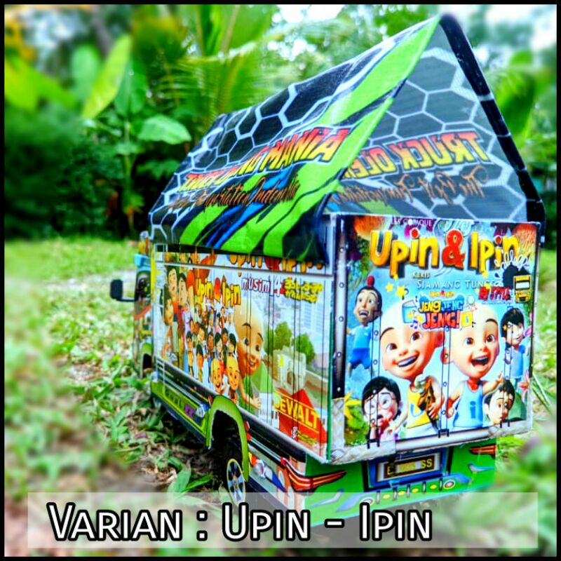 Truk Oleng Miniatur Truk Oleng Free Fire Mobile Legend Paket Lampu Terpal Roda Kayu P 30 cm