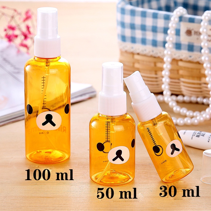 Botol Semprot Isi Ulang Alkohol Sanitizer 30 / 50 / 100ml Portable Motif Kartun Beruang Untuk Travel