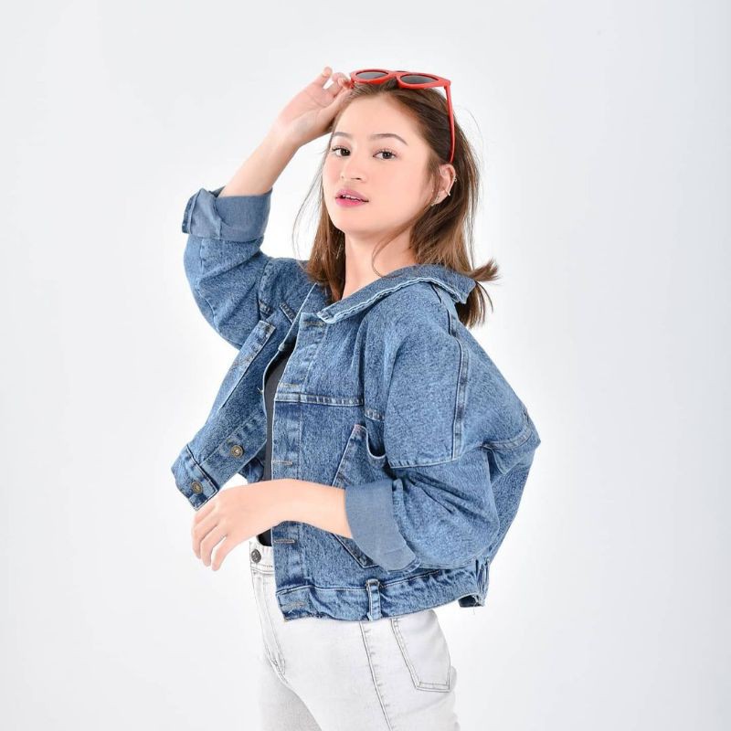 Jaket Wanita Pulbear Jacket Jeans Oversize Korean Style