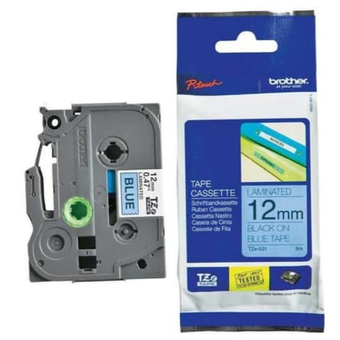 Brother Ptouch Label Tape TZE-531 12mm Black on Blue TZE531 Resmi