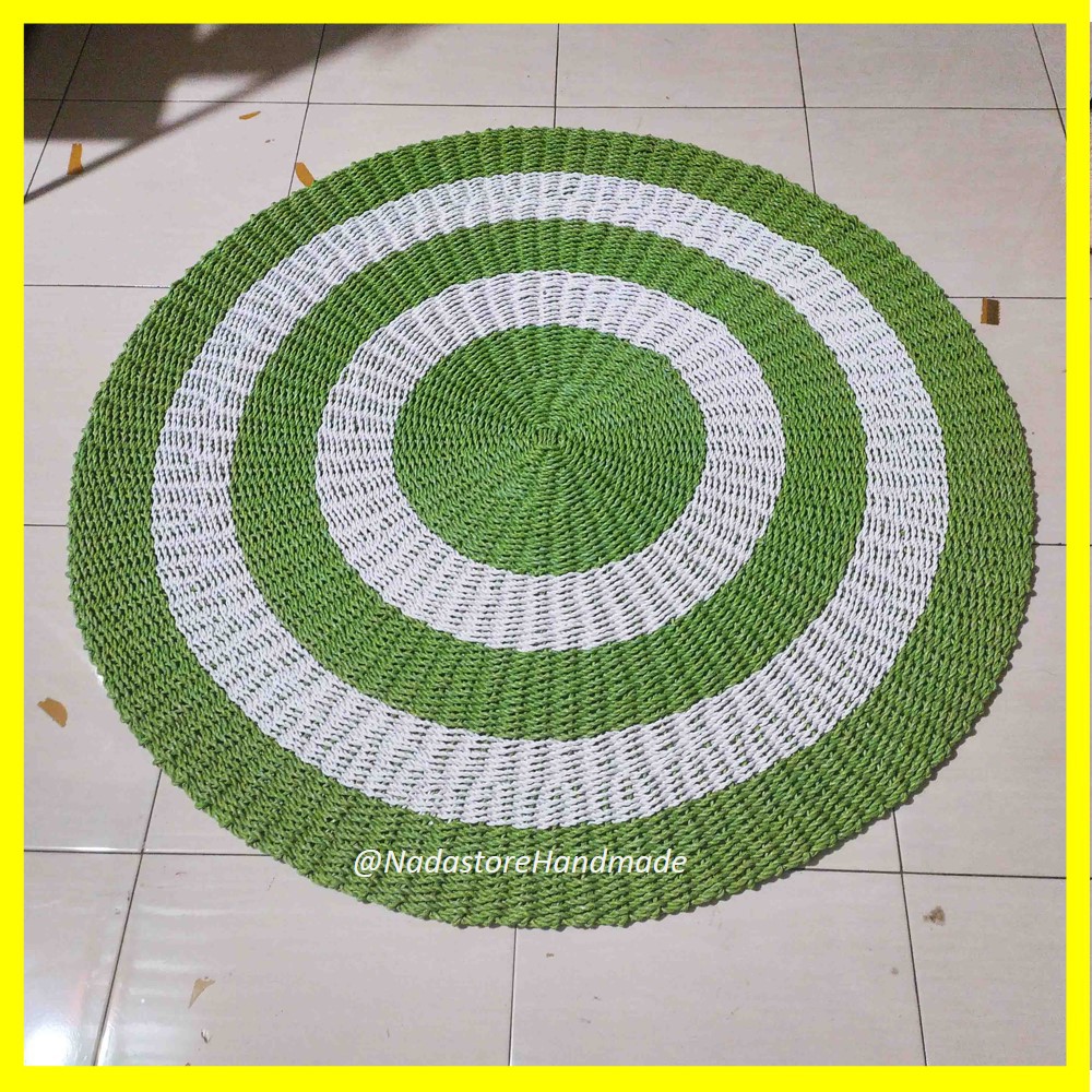 NEW PRODUK RUG ANYAMAN SEAGRASS / KARPET BULAT / TIKAR GREEN TEA KOMBINASI