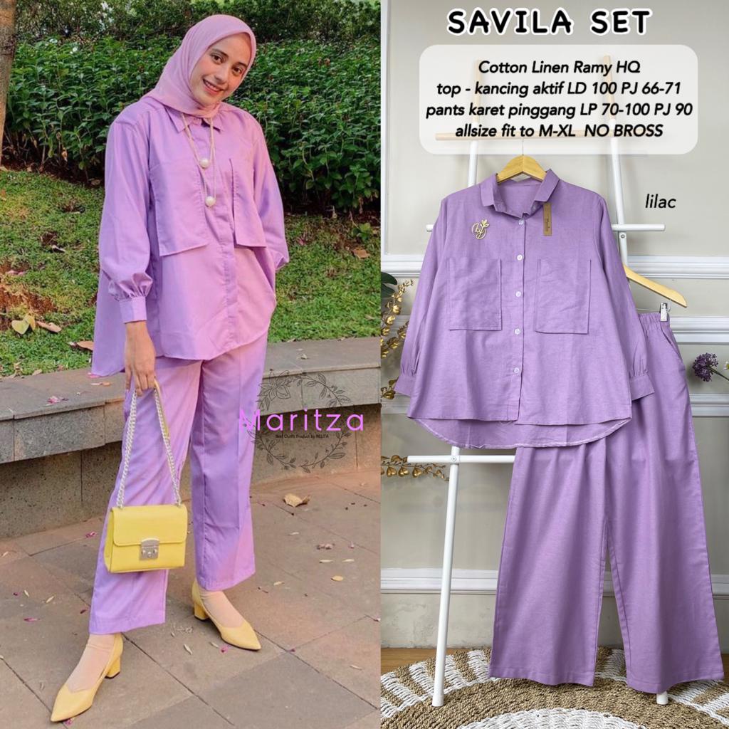 Diana set / Savila set Setelan Wanita Atasan dan Celana linen rami gbm