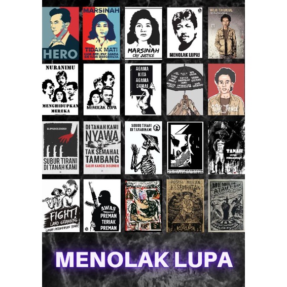 Poster Menolak lupa (Wiji Thukul, Marsinah, Munir, Tan malaka)
