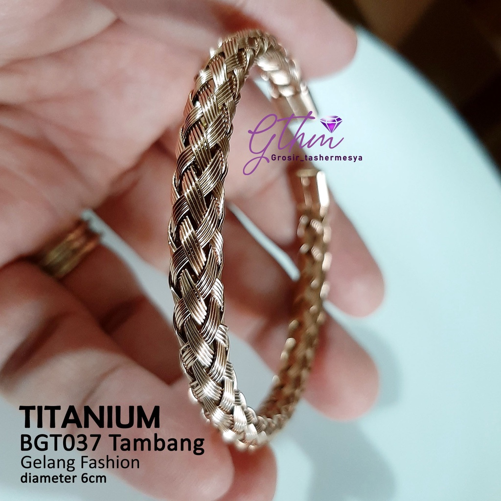 Gelang Tambang Wanita Titanium Gold Rosegold Perhiasan Import Premium Anti Karat Anti Luntur BGT037 Gthm