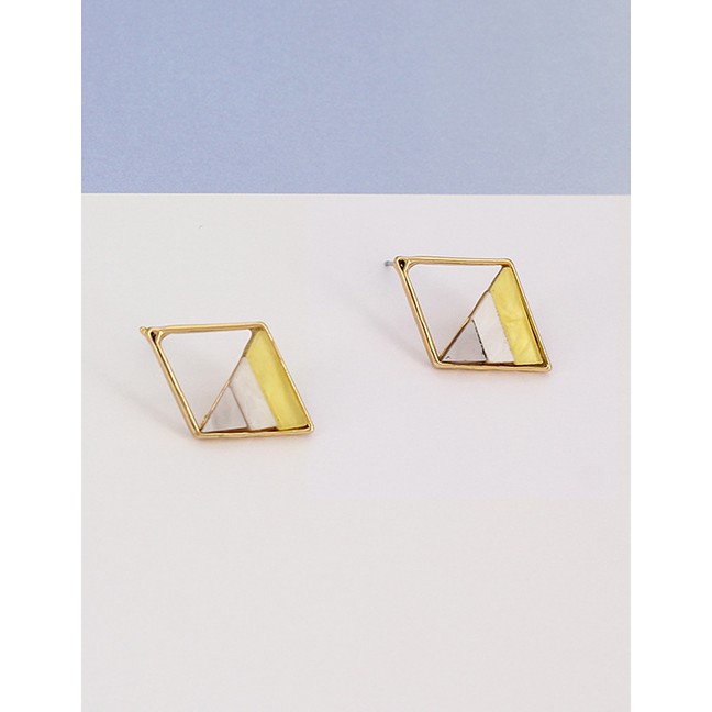 LRC Anting Tusuk Fashion Multi-color Square Shape Design Simple Earrings