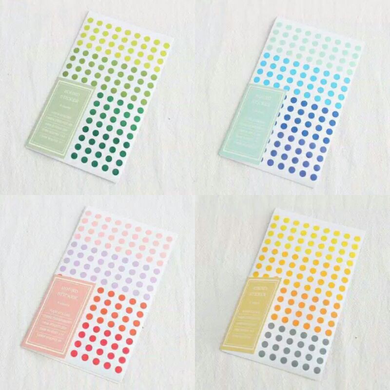 

6 lembar stiker kertas motif round/bulat warna utk deco scrapbook/jurnal/diary