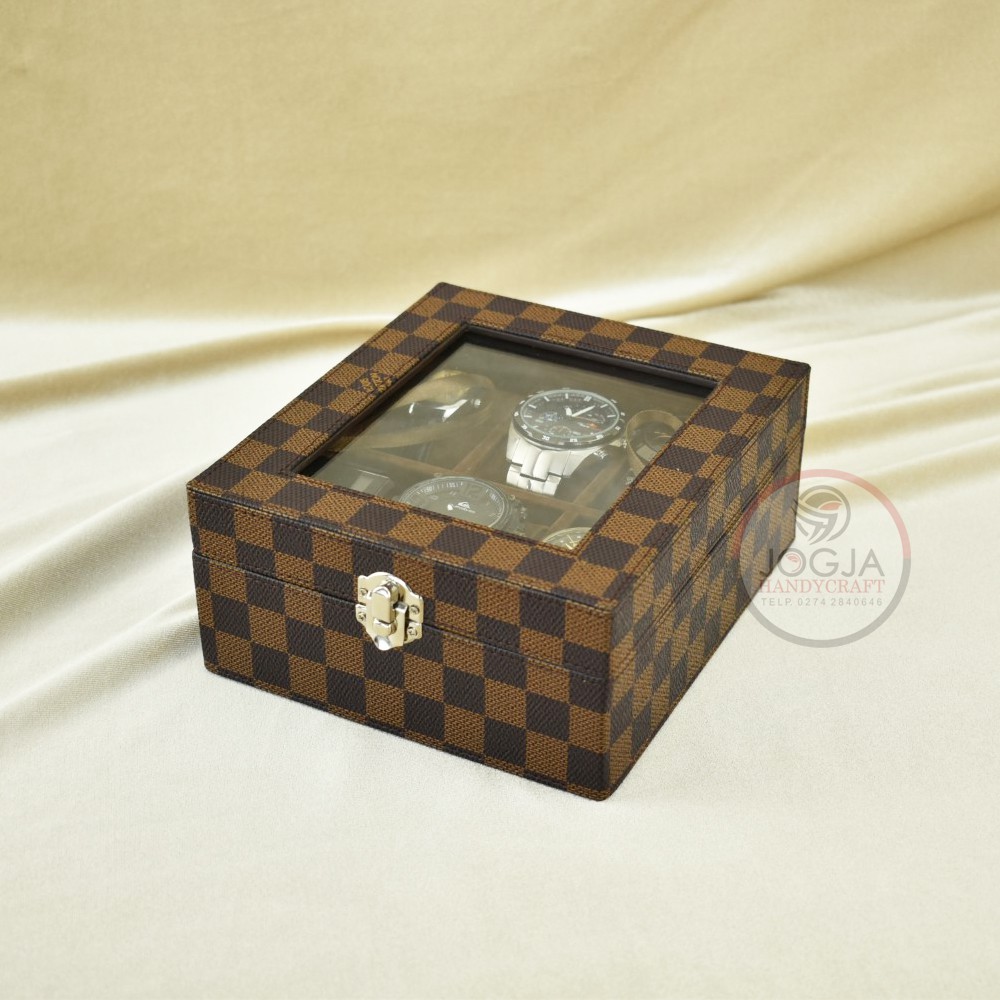 Premium Motif Kotak Jam Tangan Isi 6 / Tempat Jam Universal / Box Jam / Watch Box Organizer