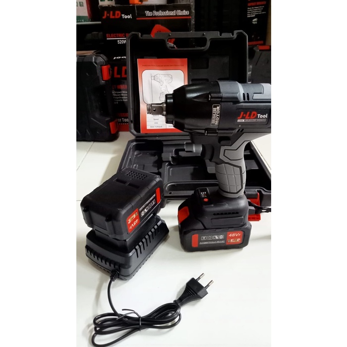 Mesin Bor Jld 88F Cordless Impact Wrench Torsi 550Nm Bor Buka Sock Brushless Set
