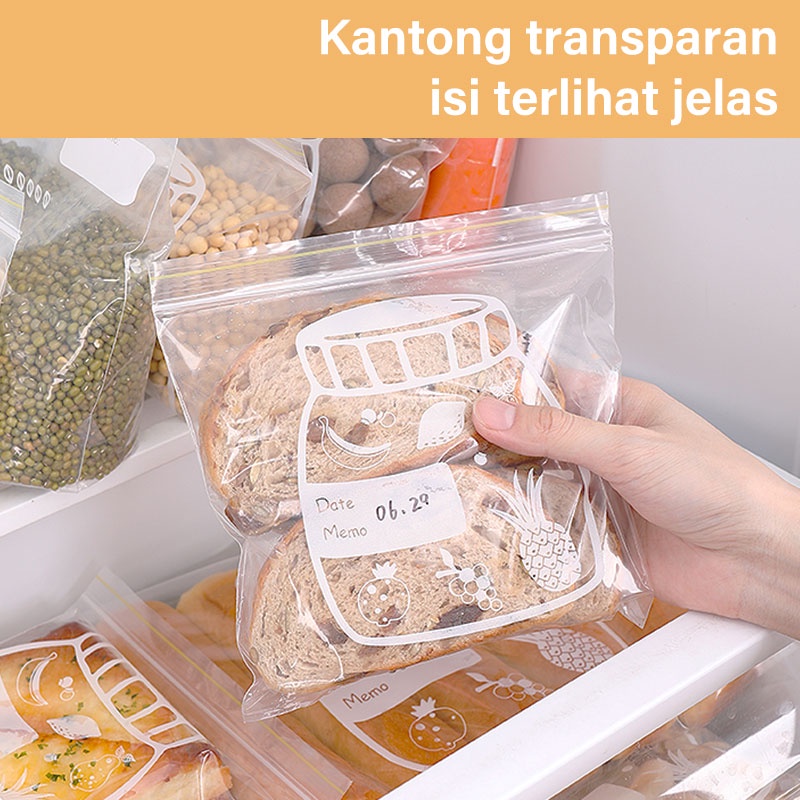 Letyeah &amp; Kaizenliving kantong penyimpan makanan kulkas / Kantong plastik ziplock makanan reusable