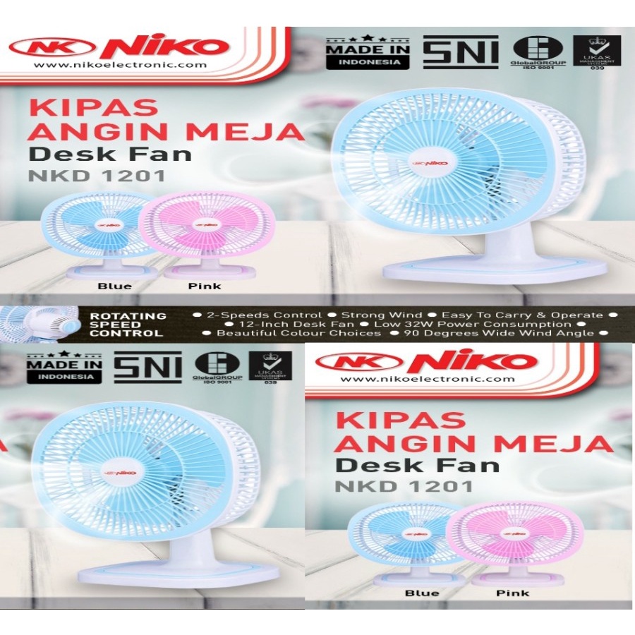 Niko Kipas Angin Meja 12 Inch / Desk Fan NKD 1201