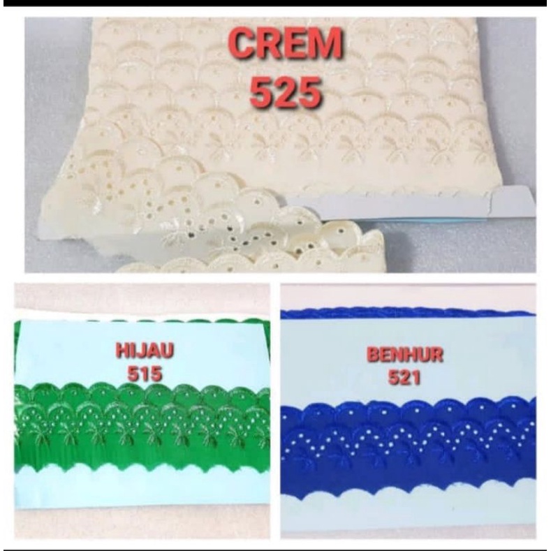 Renda Katun 7B Lebar 7cm Per Pack Isi 15 Yard