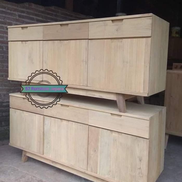 Bufet besar ruang tamu jati mentahan - meja Tv minimalis lemari hias