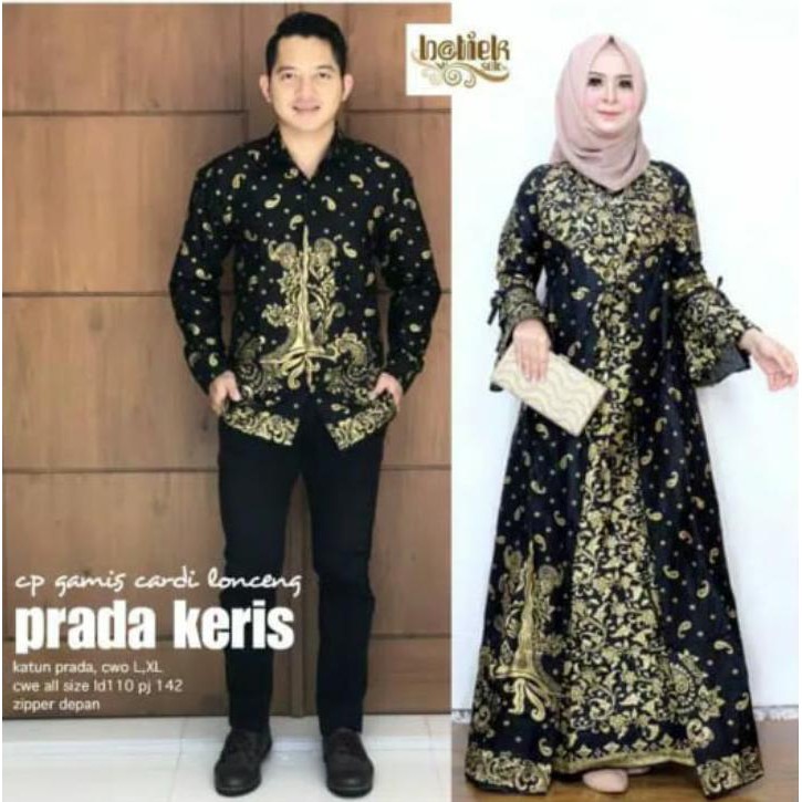 VanBas Store Batik Couple Gamis Cardi Lonceng Prada Keris / Batik Sarimbit /Batik keluarga