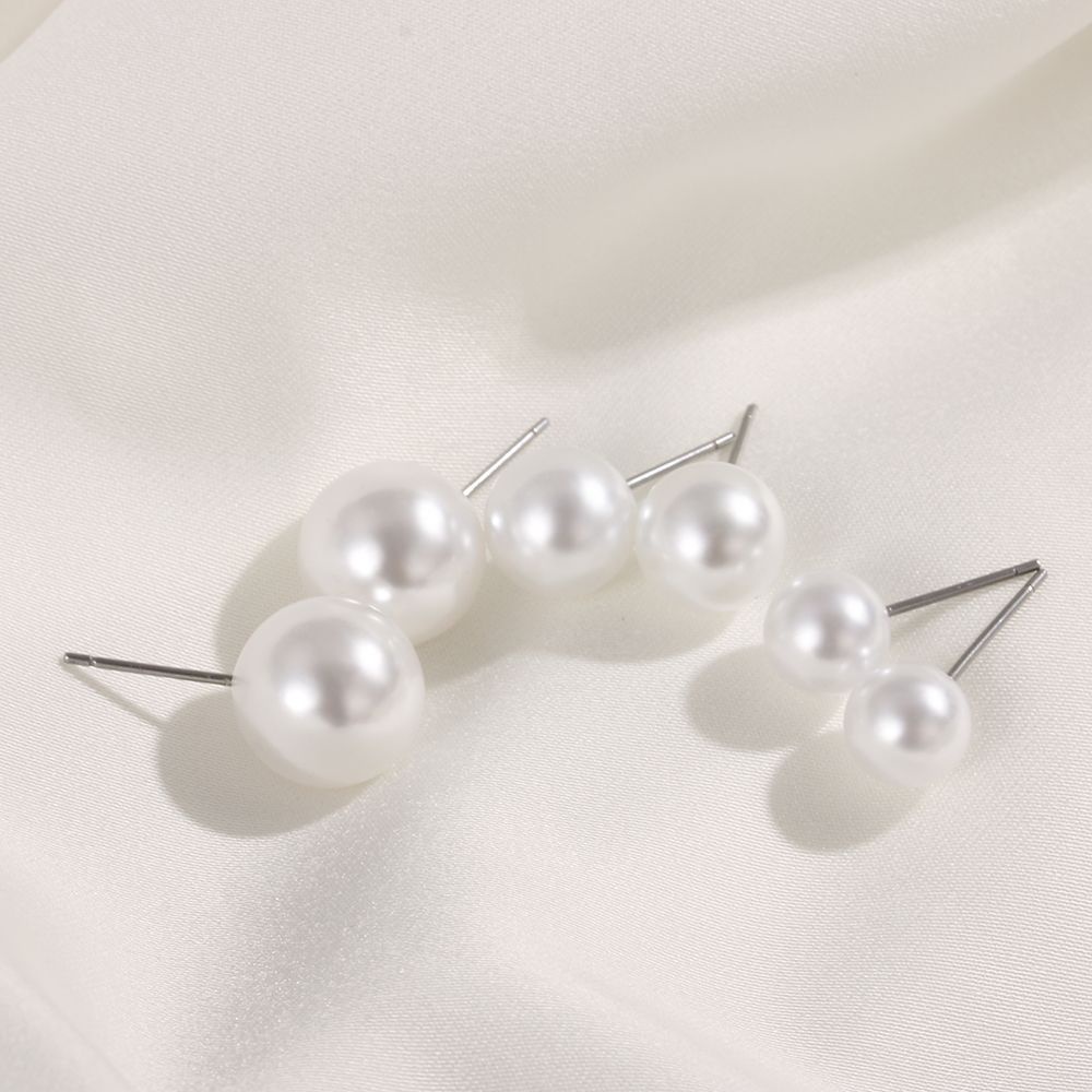 ROW 5Pairs/10Pairs/12Pairs Women Pearl Earrings Jewelry Round Shape Ear Stud Wedding Engagement Party 4mm 5mm 6mm 8mm 10mm 12mm Fashion Elegant