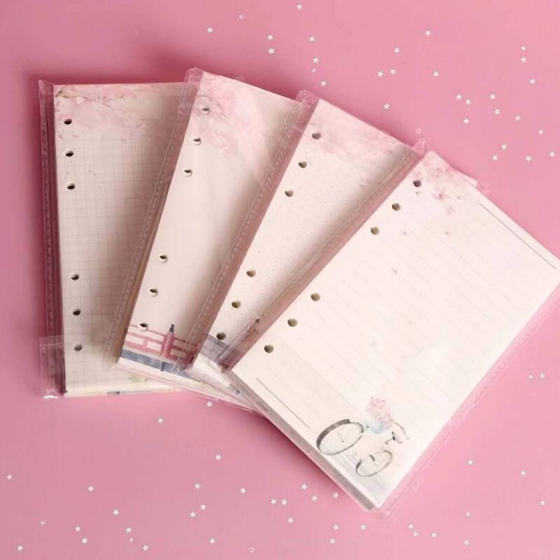 

COD INSTANT Kertas Binder Loose Leaf A6 Mixed Motif Sakura (Grid,Dot,Blank,Line) isi +-80 lembar