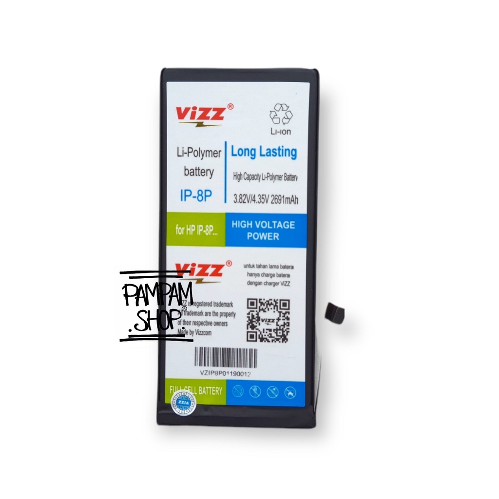 Baterai Vizz Double Power Ip 8 PLUS 8+ Batre Batrai Iphone Battery