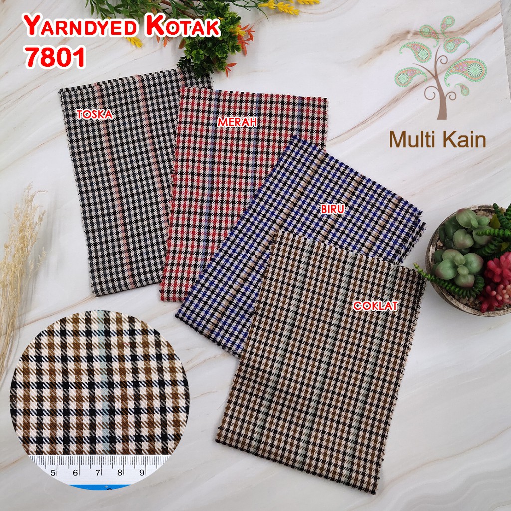 bahan multi kain katun tenun yarndyed kotak / salur basik basic