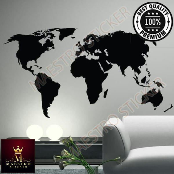 M.STICKER Stiker Peta Dunia Wall Sticker Kaca Dinding Rumah Kantor