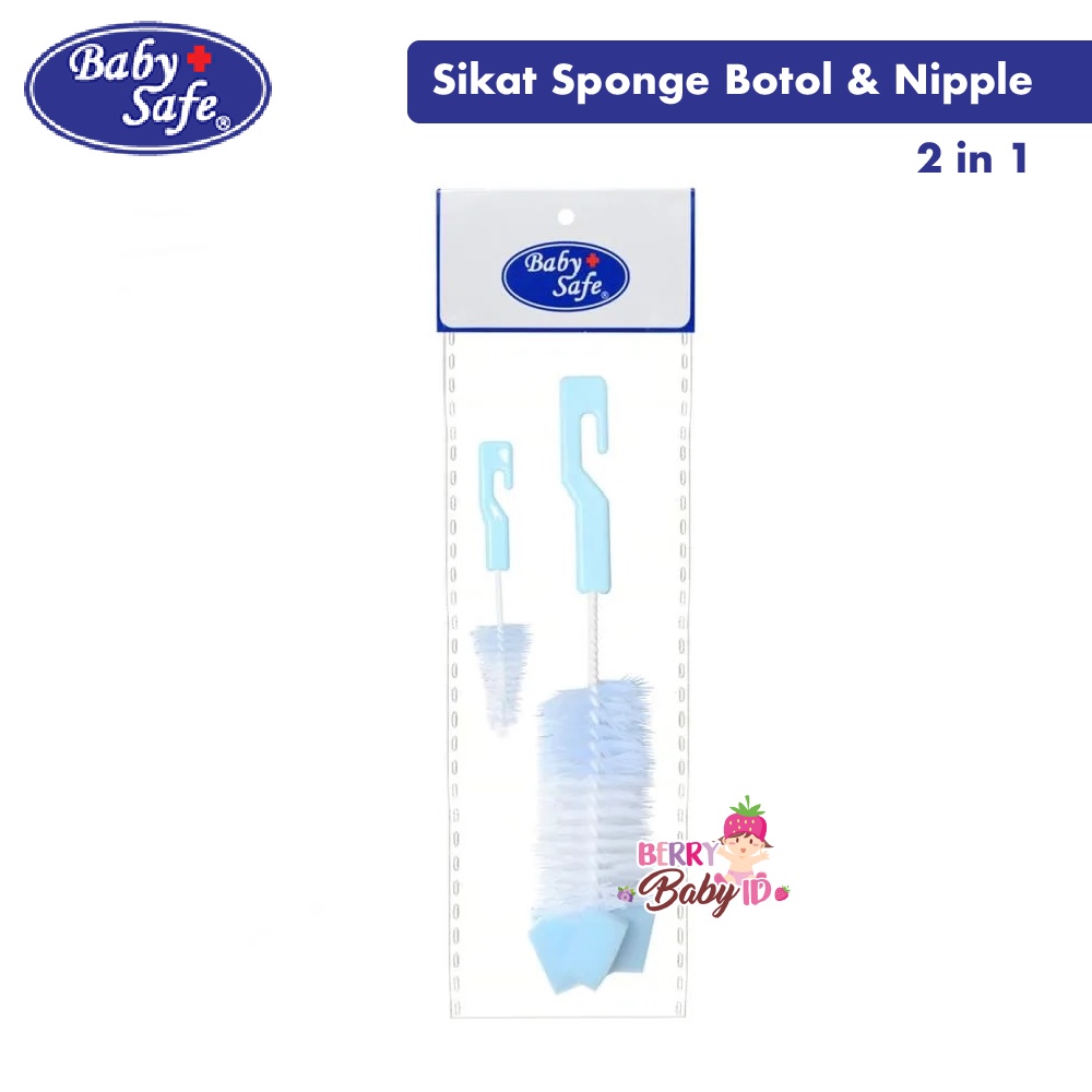 Baby Safe Bottle Nipple Brush With Sponge Sikat Pembersih Botol Bayi Berry Mart