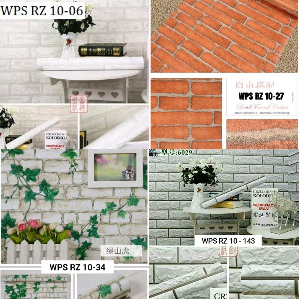 Wallpaper Dinding Sticker Bata Putih Bata Merah Bata Rambat Bata Orange Bata Abu