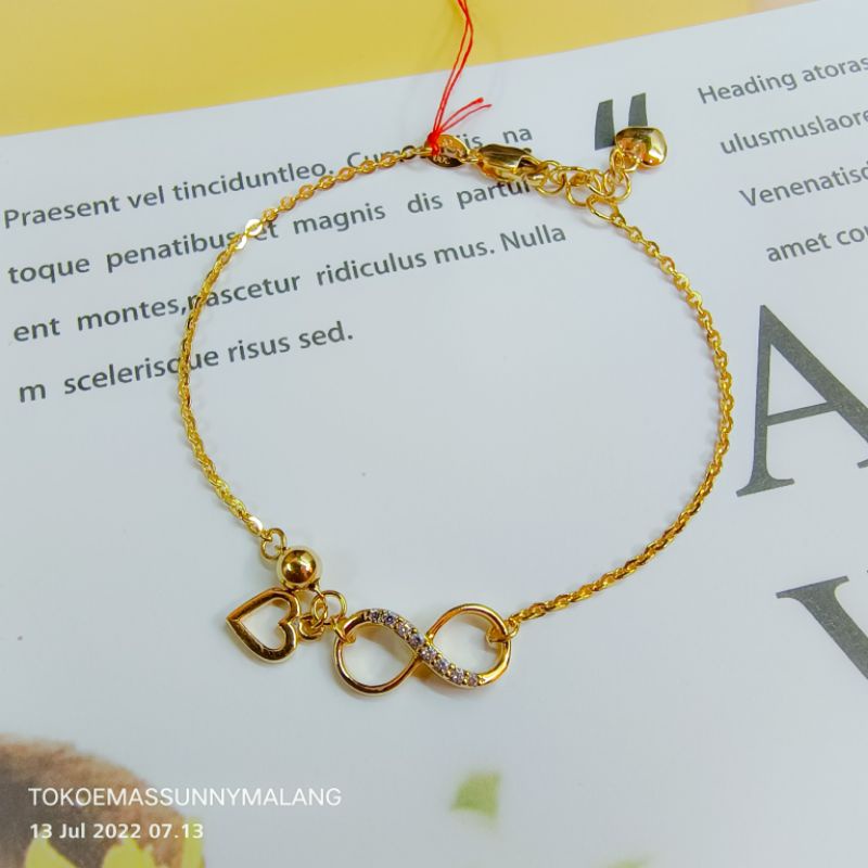 Gelang infinity emas asli 300%