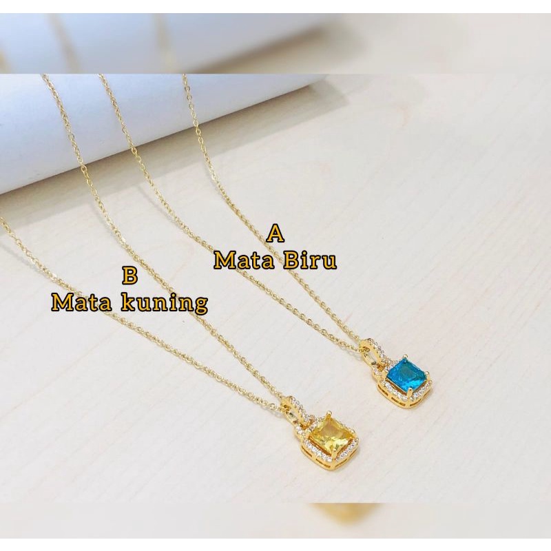 RTAMK22 Kalung titanium Nori bandul batu dengan mata zircon