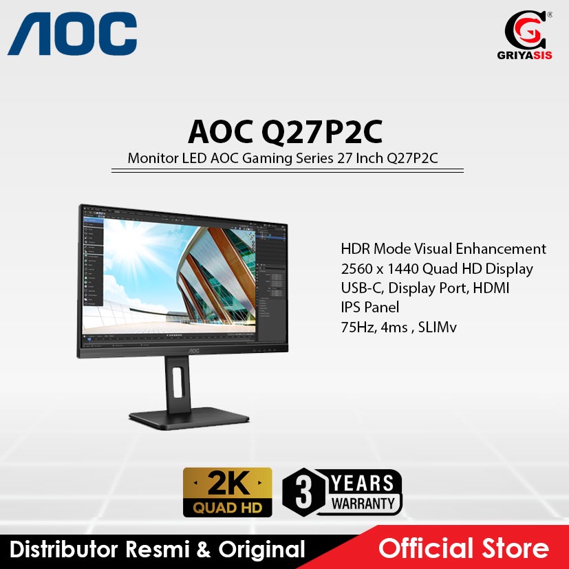 Monitor LED AOC Gaming Series 27 Inch Q27P2C