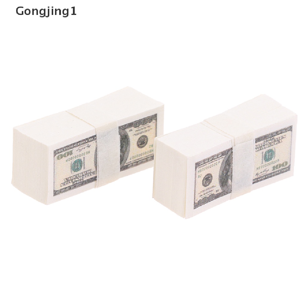 Gongjing 1 / 100 Lembar / Set Miniatur Uang Dollar Amerika Skala 1: 12 Untuk Aksesoris Rumah Boneka