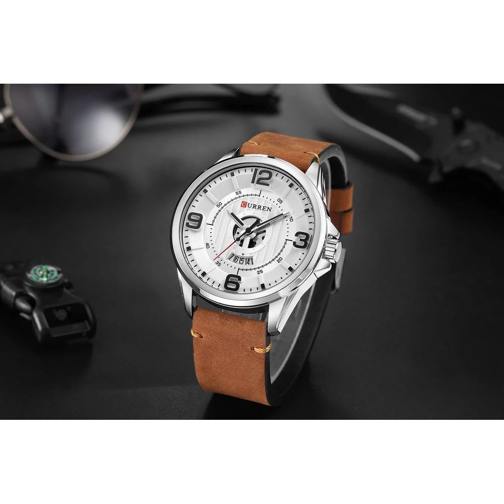 CURREN 8305 Jam Tangan Pria Analog Tali Kulit Chronograph Aktif WATCHKITE WKOS